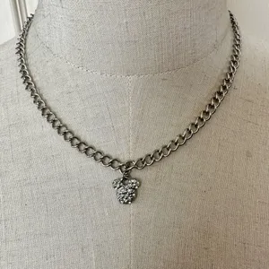 Disney rhinestone silver tone Mickey Mouse pendant necklace thumbnail 3