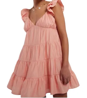 Blu Pepper Peach Tiered Ruffle Sleeve Dress Women’s Size S – Boho Summer Casual thumbnail 1