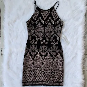 Jump -725 NWT Glitter Bodycon‎ Dress black size 3/4 thumbnail 2