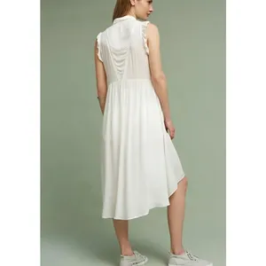 Anthropologie Yolanda Ivory Pleated Tunic Sleeveless Button Up Blouse Women's XS thumbnail 3