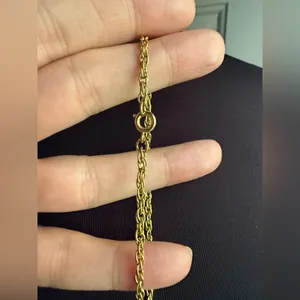 Vintage floral round cameo long gold chain necklace thumbnail 10