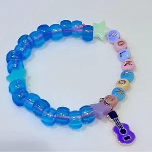 Kandi FOLKLORE glow in the dark stretch friendship bracelet, festival rave thumbnail 1