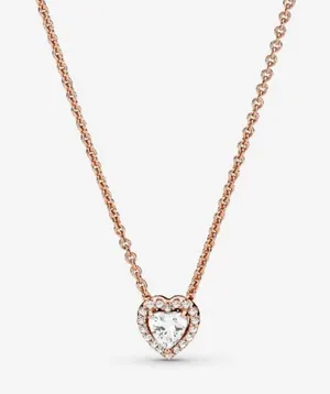 Pandora Sparkling Heart Collier Necklace 14k rose gold plating thumbnail 1