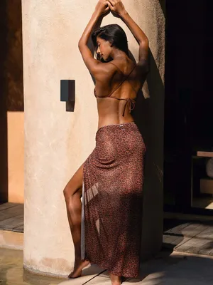 Berlook Leopard Print Mesh Maxi Cover up Skirt thumbnail 4