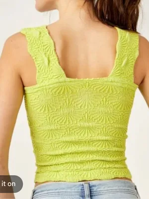 Free People Womens Green Love Letter Cami Top Green Medium thumbnail 5