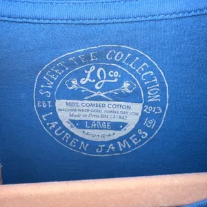 Lauren‎ James Blue Graphic One Pocket Tee Shirt thumbnail 4