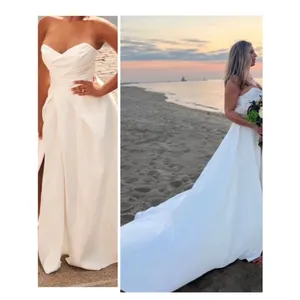Lulus Lifetime of Love White Satin Strapless A-Line Gown Size 10 Classic Wedding thumbnail 2