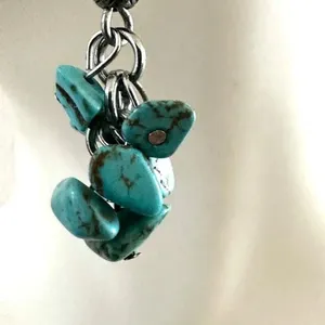 Southwestern Turquoise Chip Cluster Dangle Earrings Blue thumbnail 3