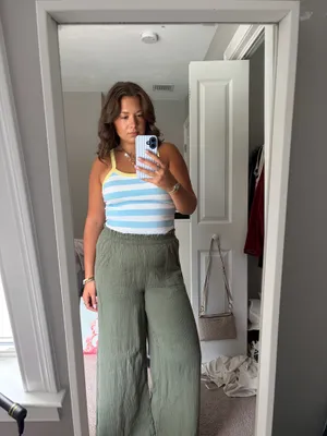 AMERICAN EAGLE Green Linen Pants thumbnail 2