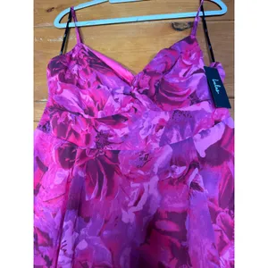 NWT Lulus Beautiful Soul Fuchsia Floral Twist-Front Maxi Dress Cruise Size S thumbnail 5