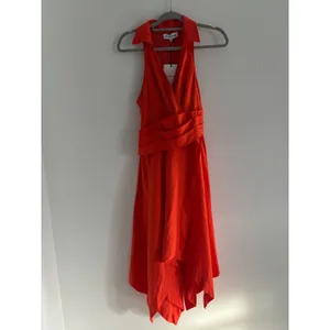 En Saison Midi Dress Womens Medium Orange Linen‎ Resort Summer Lightweight thumbnail 3