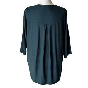 Peruzzi Dark Teal 3/4 Sleeve Top Size 8 Blue thumbnail 2