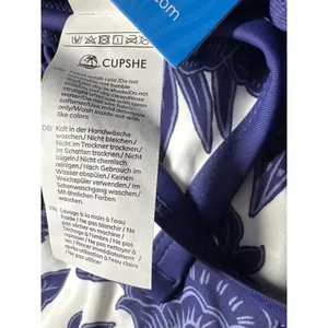Cupshe Womens Blue Floral High Waisted Bikini Set Navy‎ Blue Medium thumbnail 5