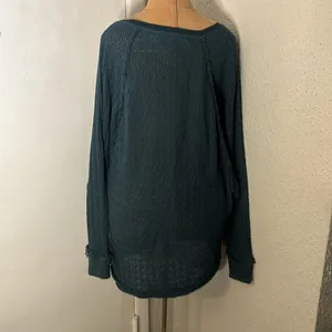 Free People We The Free Thein Hacci Oversize Green Sweater M Boho Cozy Festival thumbnail 2