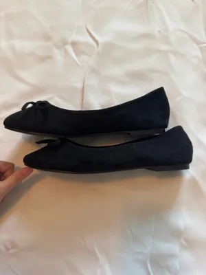 Pretty Little Thing Black Suede Ballet Flats with Bow thumbnail 3