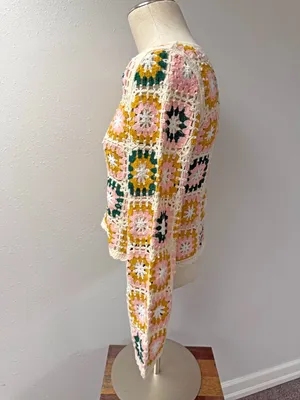 Rebellion Granny Square Crochet Sweater thumbnail 5