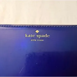 Kate Spade royal blue patent leather continental wallet thumbnail 3