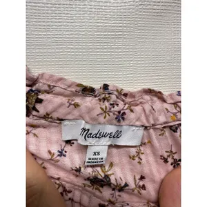 Madewell Sophia Top Bouquet Floral XS Pink Smocked Puff Sleeve Cottage Ruffle‎ thumbnail 4