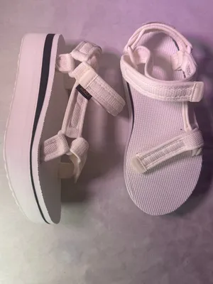 Teva White Platform Sandal with Black Midsole Stripe - Women thumbnail 3