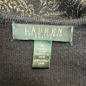 LRL Lauren Ralph Lauren Black Wool Paisley‎ Pullover Sweater Preppy thumbnail 6