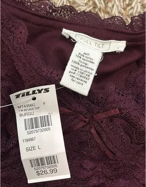 Tillys burgundy lace top thumbnail 6