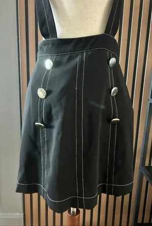 Zara Black Mini-Skirt with Suspenders size small thumbnail 1