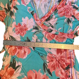 Pink Blue Floral Wrap Maxi Dress Plus Size 3X Stretchy Belted Easter Wedding thumbnail 9