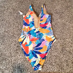 Old Navy Women Tropical Palm Leaf V-Neck One-Piece‎ Swimsuit Multicolor Med NWT thumbnail 4