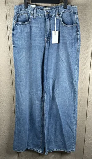 NEW Good American Standard Ease Jeans Mid Rise Relaxed Wide Leg 8/29 34" Inseam thumbnail 1