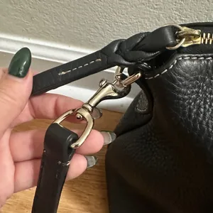 Dooney & Bourke | Black Pebbled Leather Gold Hardware Satchel Crossbody Bag thumbnail 5