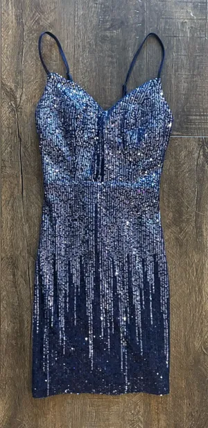 Pear Culture Blue Sequin Dress thumbnail 1