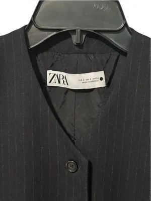 ZARA Pinstripe Vest S 17.5” p2p Black thumbnail 4