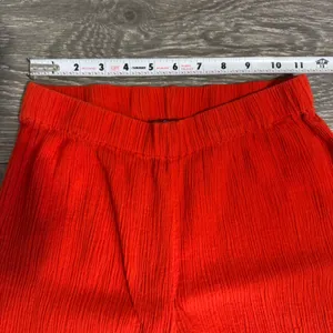 Bohemian Urban Outfitters Red Ribbed Flare Leg Pants Elastic‎ Waist XS Wide Leg thumbnail 7