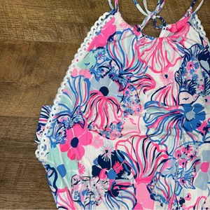 Lilly Pulitzer Gianna Make A Splash Skort Romper in Prosecco Pink thumbnail 15