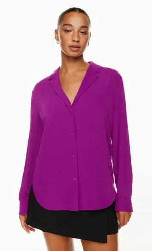 Babaton Aritzia XS Monocle Button Down Shirt Ube Purple thumbnail 1