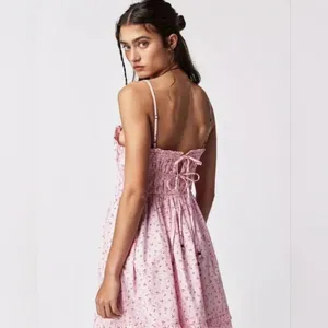 Free People Pink Cherry Gabby Mini Dress Medium thumbnail 2