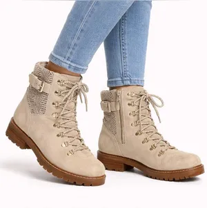 Sam Edelman Women’s Beige Lace-Up Hiker Boots thumbnail 1