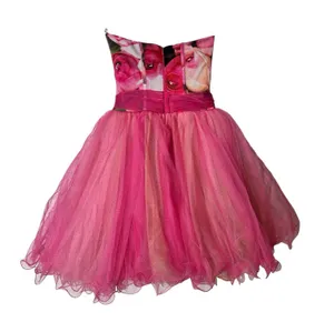 Sherri Hill Y2K VTG Bright Pink Floral Silk Tulle Tutu Prom Dress Size 4 thumbnail 2