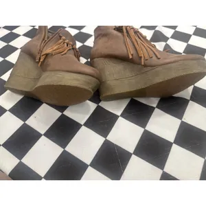 Shiekh Sbicca Women Brown Fringe Wedge Ankle Boots Boho western Side Zip Size 9 cowboy thumbnail 9