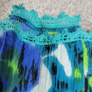 Vintage Notations A-line Skirt Womens L Blue Boho Watercolor Tiered Flowy Hippie thumbnail 13