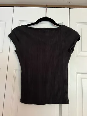 Urban Outfitters Black ribbed tank top with square neckline and bow detail thumbnail 3