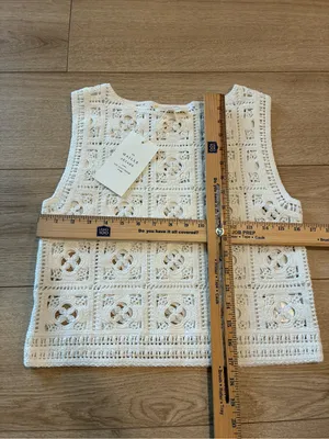 Sézane NWT Women’s Pull Lysiane Jumper Ecru Crochet Top Size XS thumbnail 3