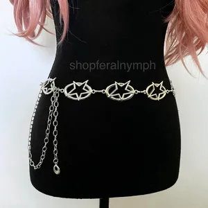 Silver Y2K Oval Star Cutout Chain Belt, Fits 27.5-47.5 Inches, X7GA1285 thumbnail 4