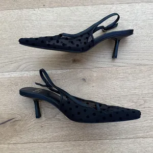 LPA Heels Slingback Pointed Toe Polka Dot Mesh Giulia Size US 6.5 Black thumbnail 5