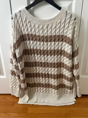 Pilcro Longline Stitch Sweater in Stripes thumbnail 2