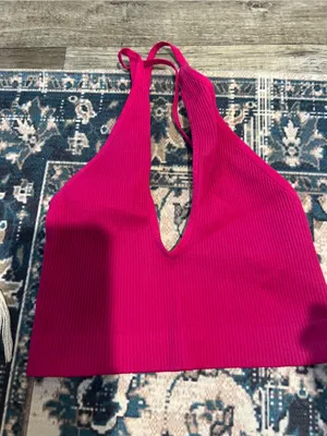 Free people Ribbed Deep V Halter Crop Top thumbnail 3