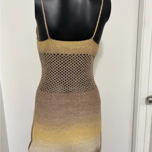 Beige to Yellow Ombre Crochet Swim Coverup Dress NWOT Medium thumbnail 2