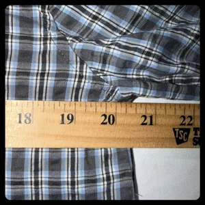 Aerie Pajama Set Women XS Blue Plaid Long Sleeve Button Up Wide Leg Set thumbnail 3