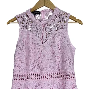 EillyBazar Floral Lace Sleeveless Mini Dress Pink Romantic Wedding Guest Size M thumbnail 3