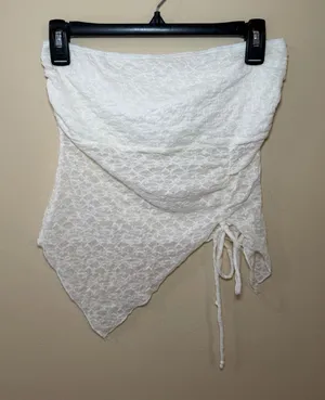 See You Monday White Lace Strapless Wrap Top thumbnail 1